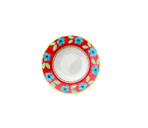 Gilbert Color Me Mine Floral Red Rimmed Bowl