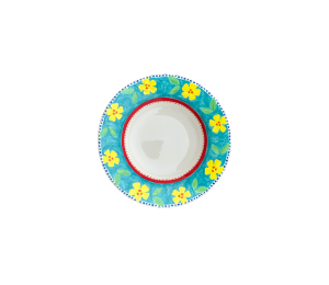 Gilbert Color Me Mine Floral Blue Rimmed Bowl